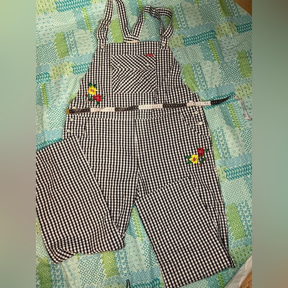 Teddy Fresh Black and White Gingham Jumpsuit with Floral Embroidery - Picture 2 of 14